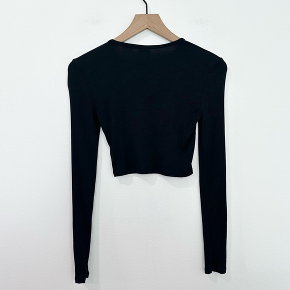 Aritzia Sunday Best Bliss Cropped Long Sleeve Top in Black Size XS - Picture 3 of 5